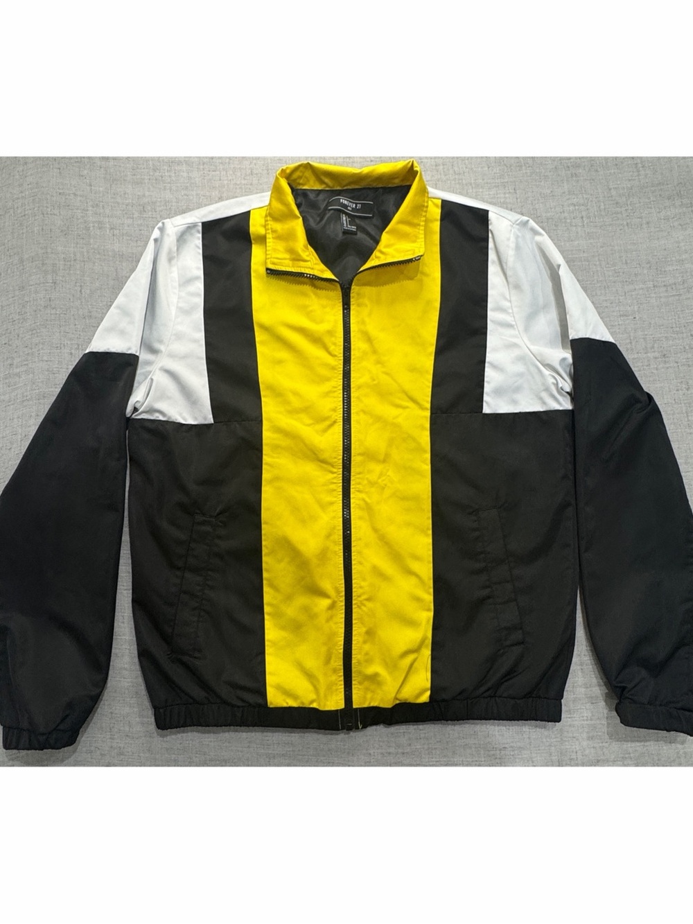 Forever 21 Men's Yellow, Black & White Colorblock Windbreaker
